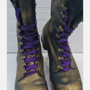 Vintage Military Distressed Mens10.5W Leather Combat Jump Boots